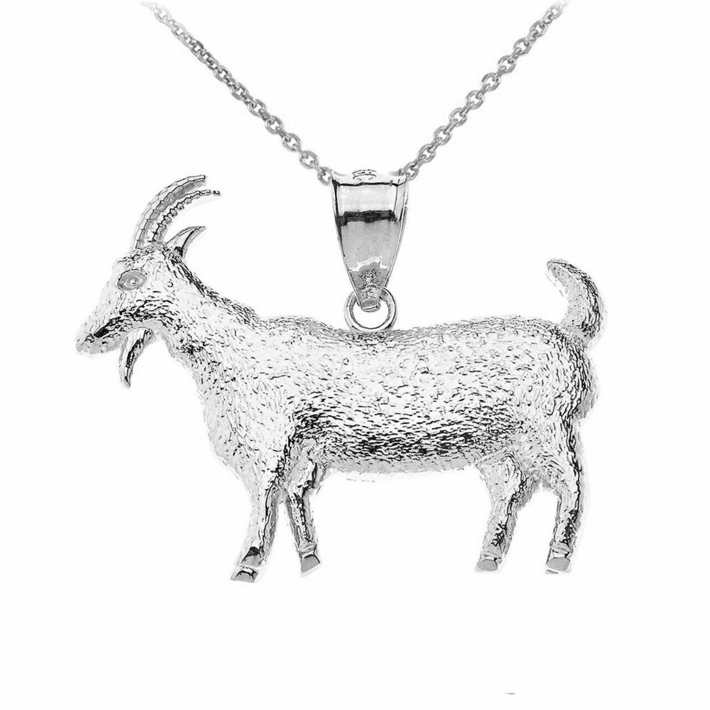 925 Sterling Silver Goat Textured Pendant Necklace
